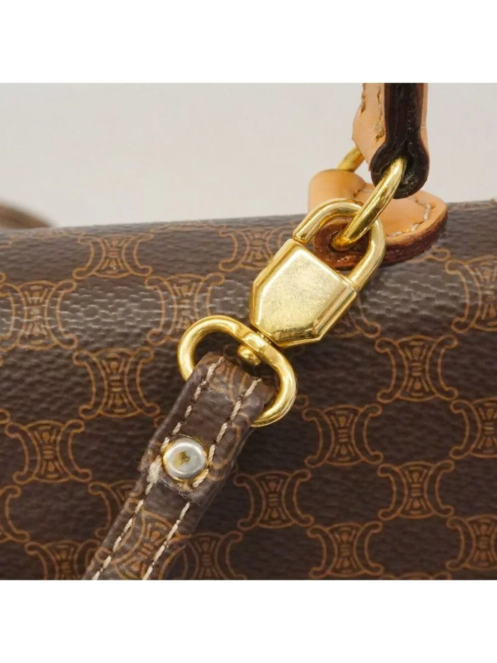 Celine Handbag Macadam Brown Gold 2-Way